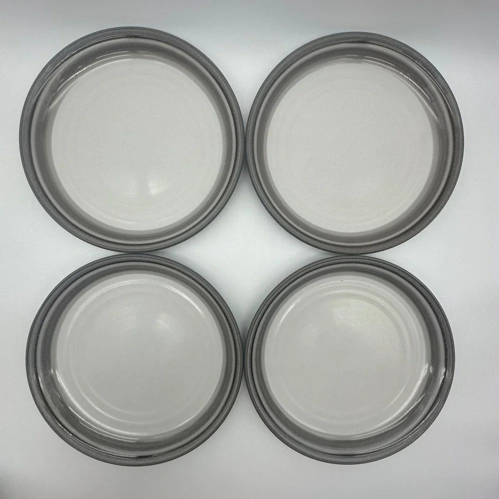 Noritake Stoneware Sierra Twilight 8667 Dinner Plates Set of 4 Gray White Japan